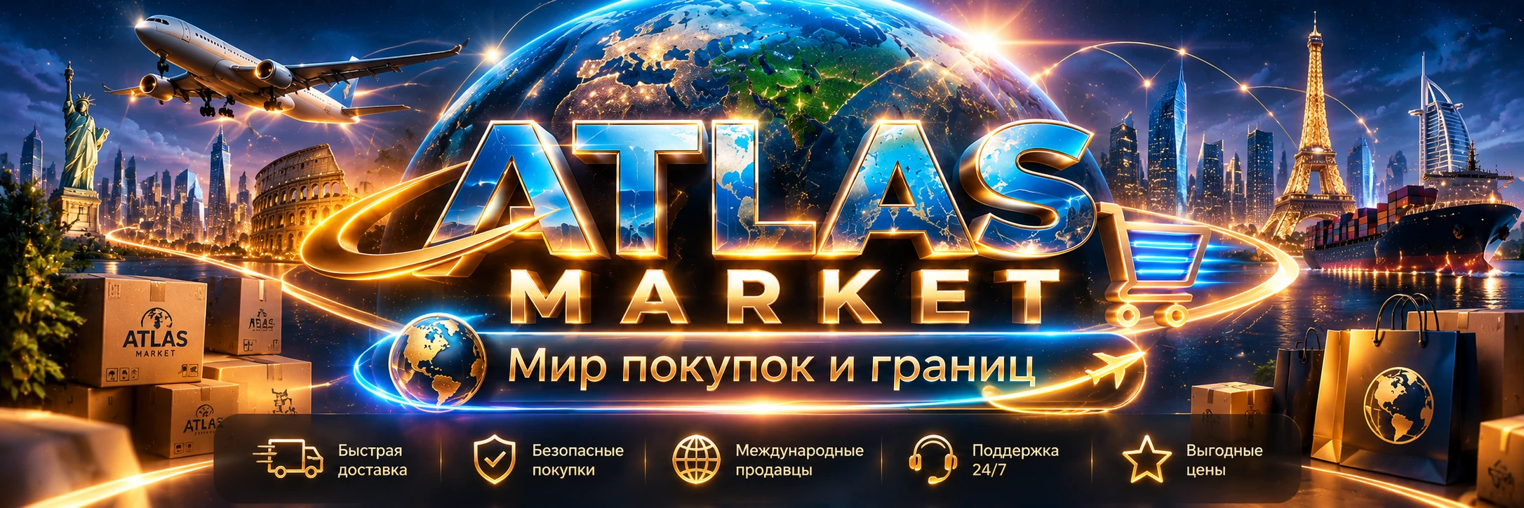 ATLAS MARKET. Мир покупок и границ. Международные покупки, Земля, самолёты и корабли